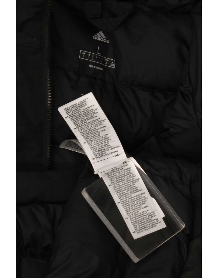 Adidas Męski ocieplany płaszcz z kapturem UK 40, duży, czarny poliester