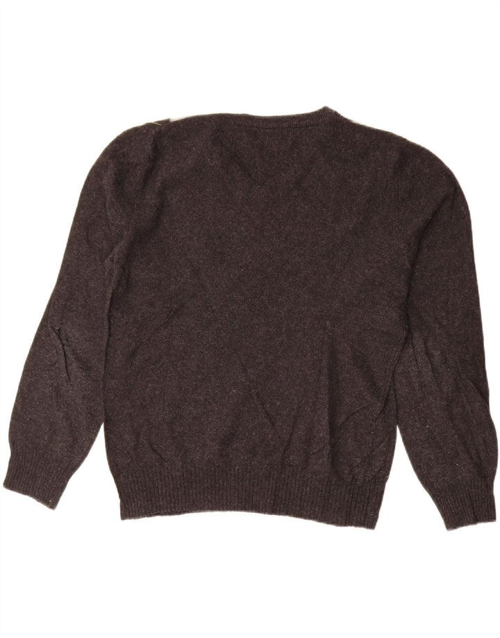 Męski sweter ZARA z dekoltem w kształcie litery V, średnioszary, argyle/diamentowa wełna