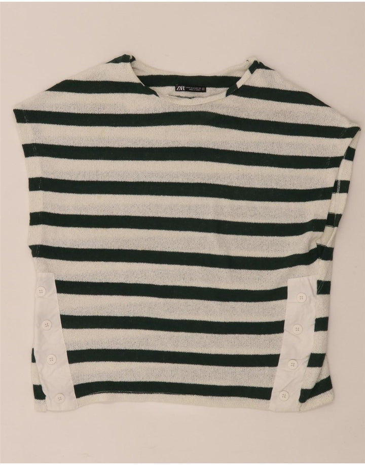 T-shirt damski Zara Top UK 14 w średnie białe paski