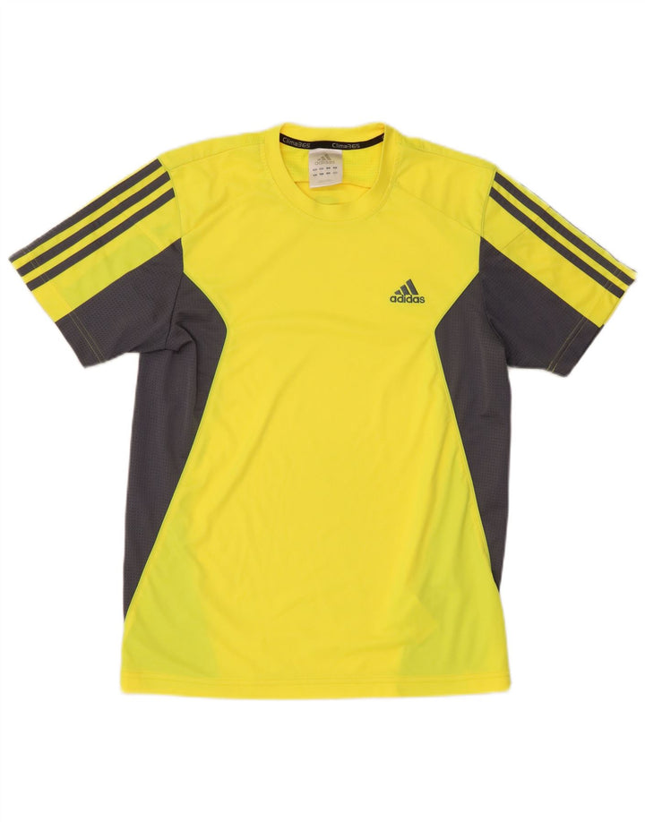 Adidas Męski T-shirt Clima 365 Top, mały, żółty poliester z blokami kolorów