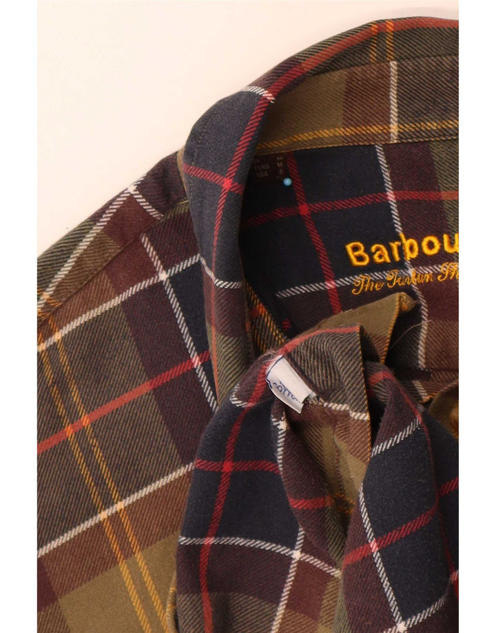 Koszula flanelowa męska Barbour o regularnym kroju, bawełniana w średnią zieloną kratę