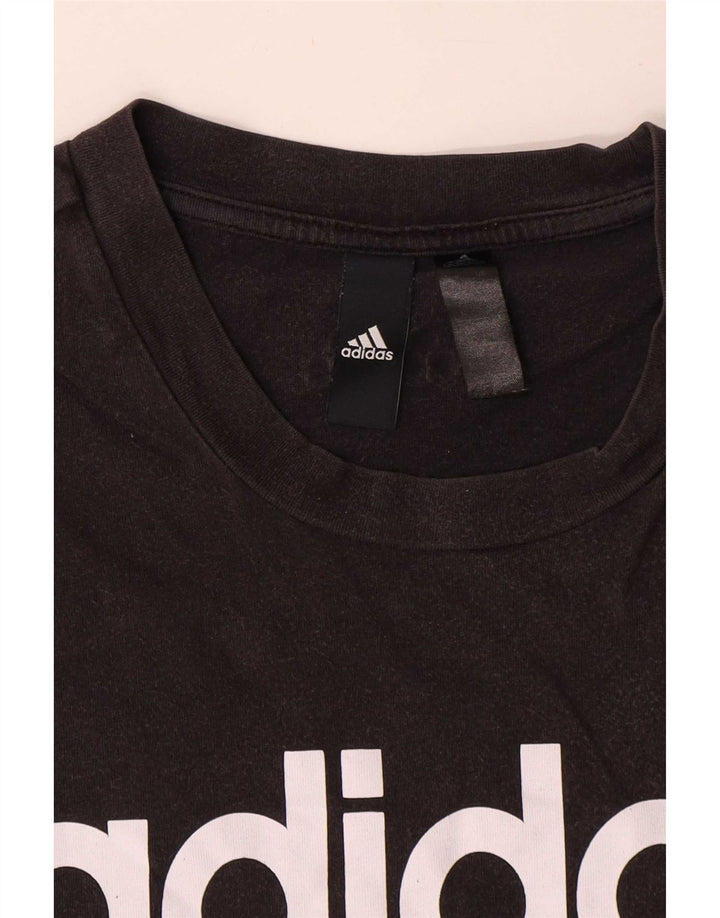 Męska koszulka z grafiką Adidas, średnia, czarna bawełna