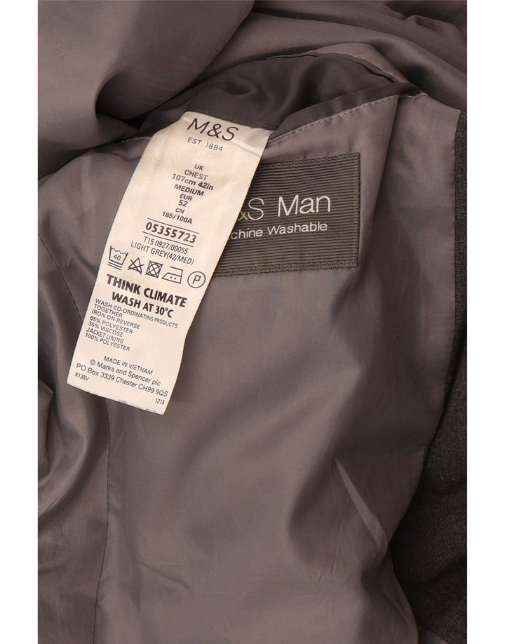 Marks & Spencer Męska marynarka zapinana na 2 guziki UK 42, duża, szara, poliester