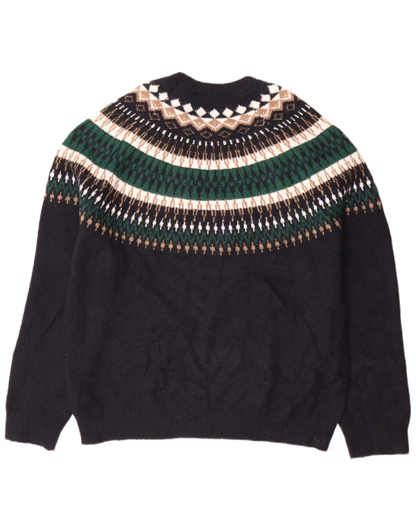 Marks & Spencer Męski sweter z dekoltem w łódkę 2XL, czarny, akryl Fair Isle