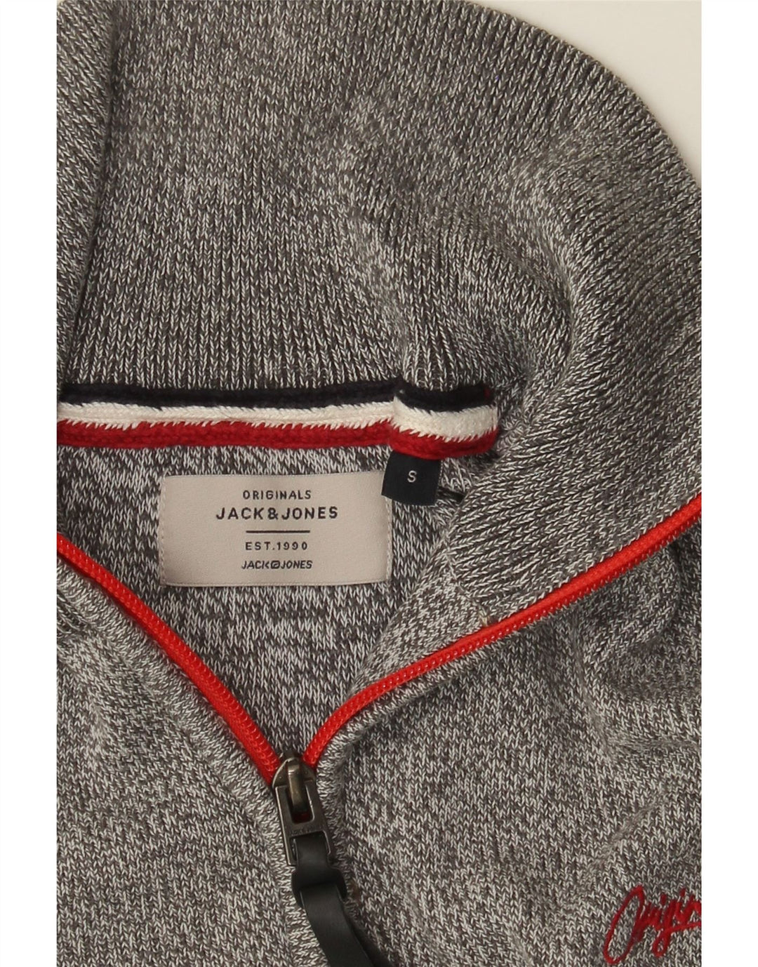 Męski sweter Jack & Jones z zamkiem błyskawicznym, mały, szary, nakrapiany