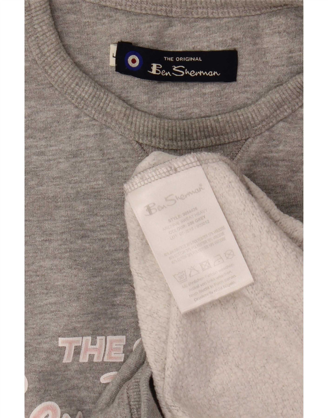 Damska bluza z grafiką Ben Sherman Jumper UK 16, duża, szara, nakrapiana