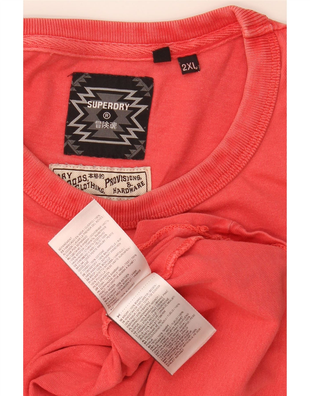 SUPERDRY Mens T-Shirt Top 2XL Orange Cotton