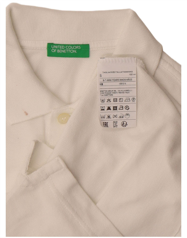 Chłopięca koszulka polo Benetton 6-7 lat, mała, biała, bawełniana