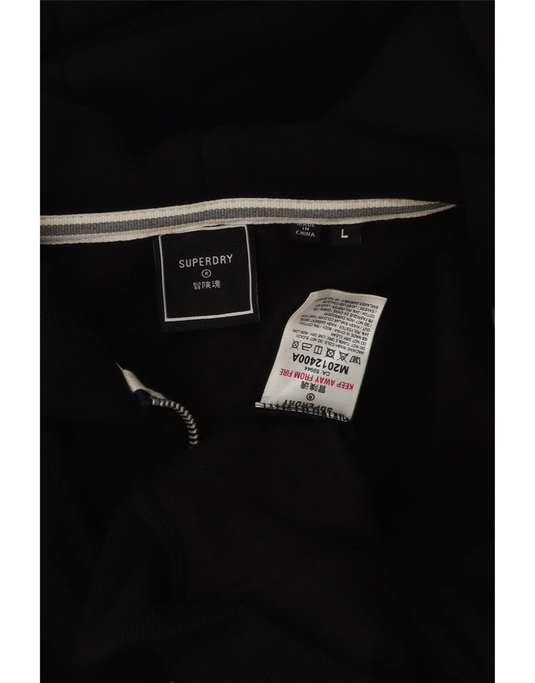 Męski sweter z kapturem i zamkiem błyskawicznym Superdry, duży, czarny, bawełniany