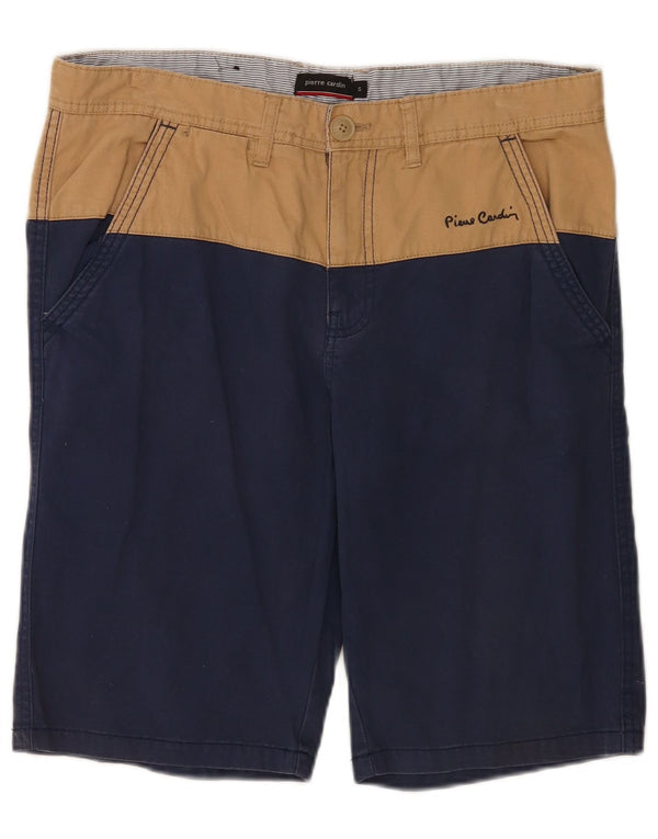 Męskie spodenki Chino Pierre Cardin Small W29 Granatowa bawełna z blokami kolorów