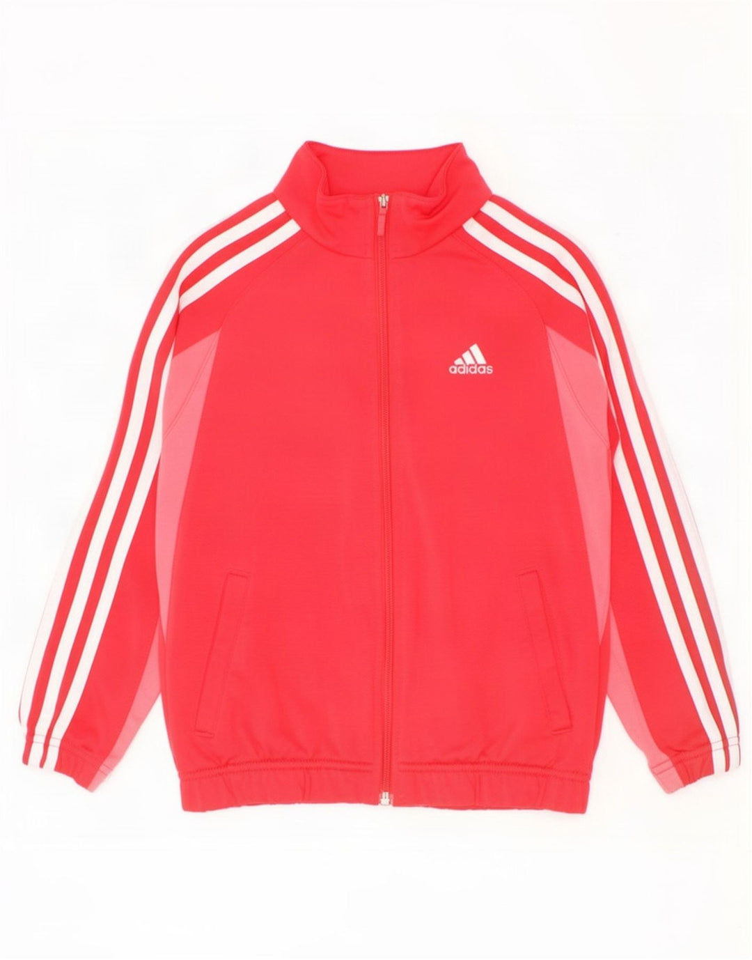 Adidas Dziewczęca Dresowa Topowa Kurtka 7-8 Lat Czerwony Kolorowy Poliester