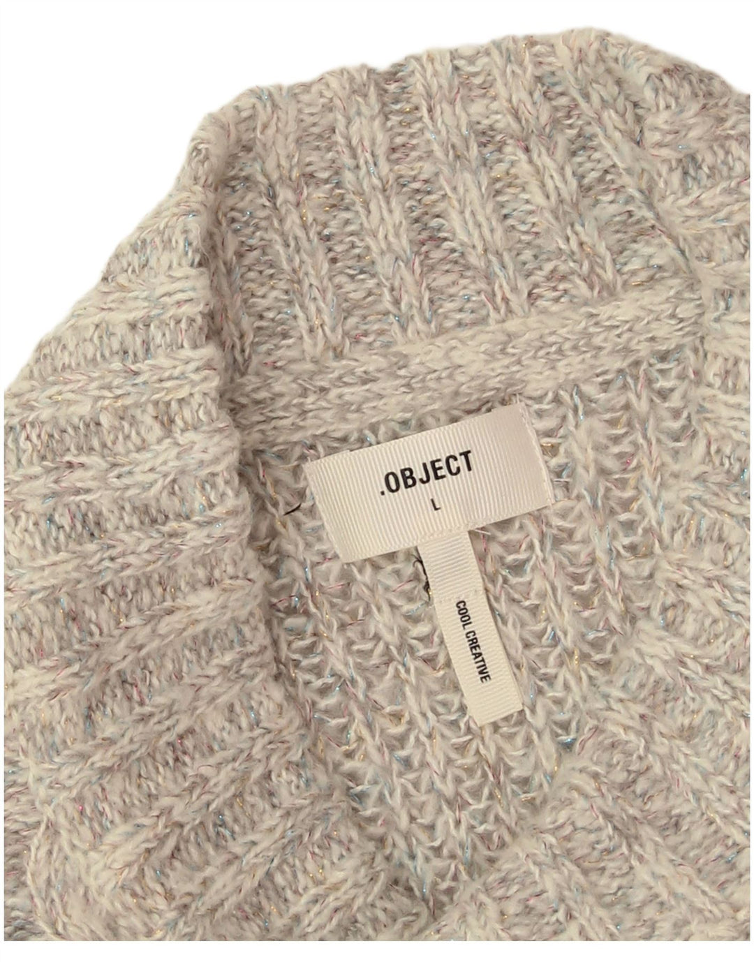 Sweter damski Object z okrągłym dekoltem UK 16, duży, szary, akrylowy