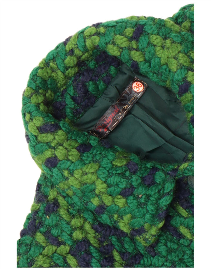 Damski dzianinowy płaszcz Desigual EU 36 Small Green Geometric
