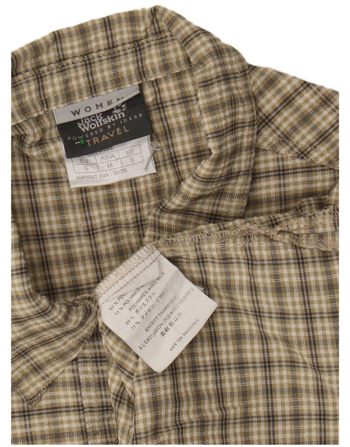 Damska koszula bez rękawów JACK WOLFSKIN UK 10 w małą beżową kratkę, poliester