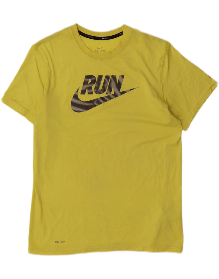 Męski T-shirt Nike Dri Fit z grafiką, średni żółty poliester