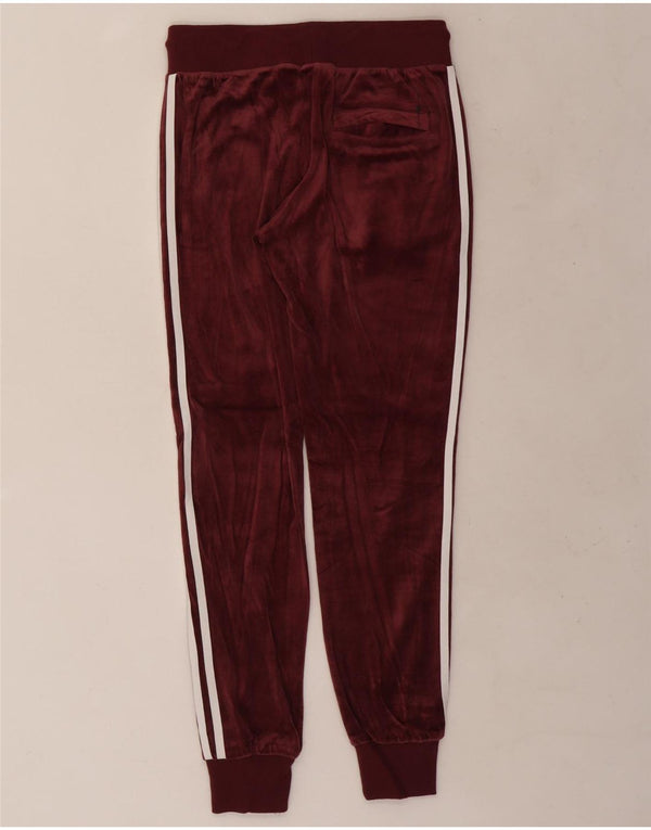 Damskie aksamitne spodnie dresowe Adidas Joggers UK 8 Small Burgundowa bawełna