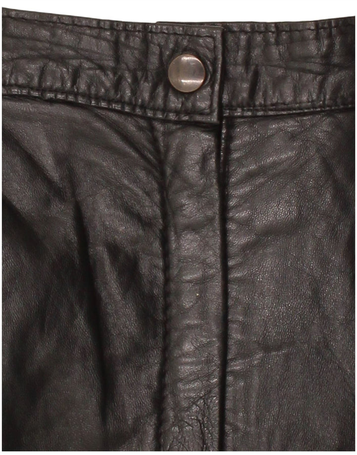 VINTAGE Womens Leather Trousers W26 L26 Black