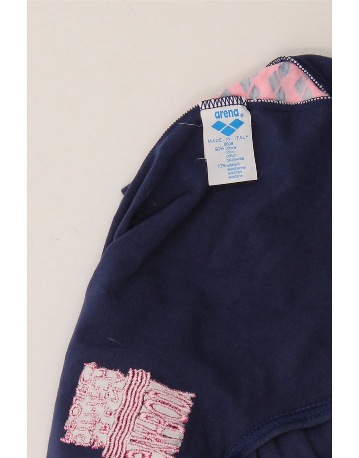 ARENA Womens Graphic Long Sleeve Bodysuit EU 38 Medium Navy Blue Cotton Vintage Arena and Second-Hand Arena from Messina Hembry 