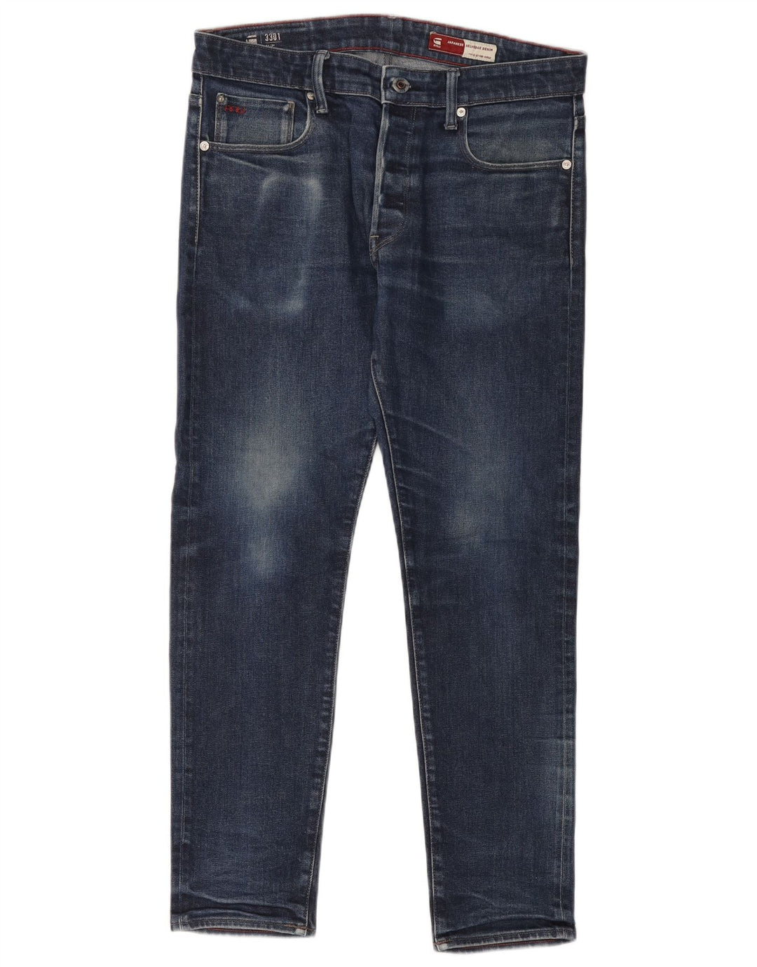 G-Star Męskie 3301 Slim Jeans W34 L32 Niebieska bawełna