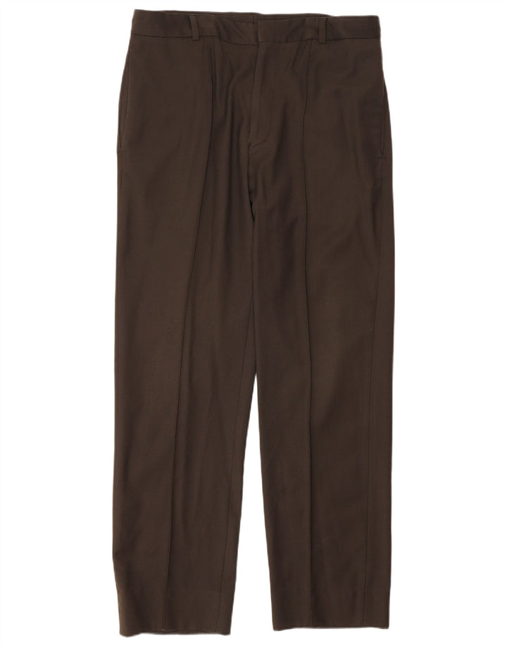 Damskie proste spodnie garniturowe Calvin Klein W32 L30 brązowe