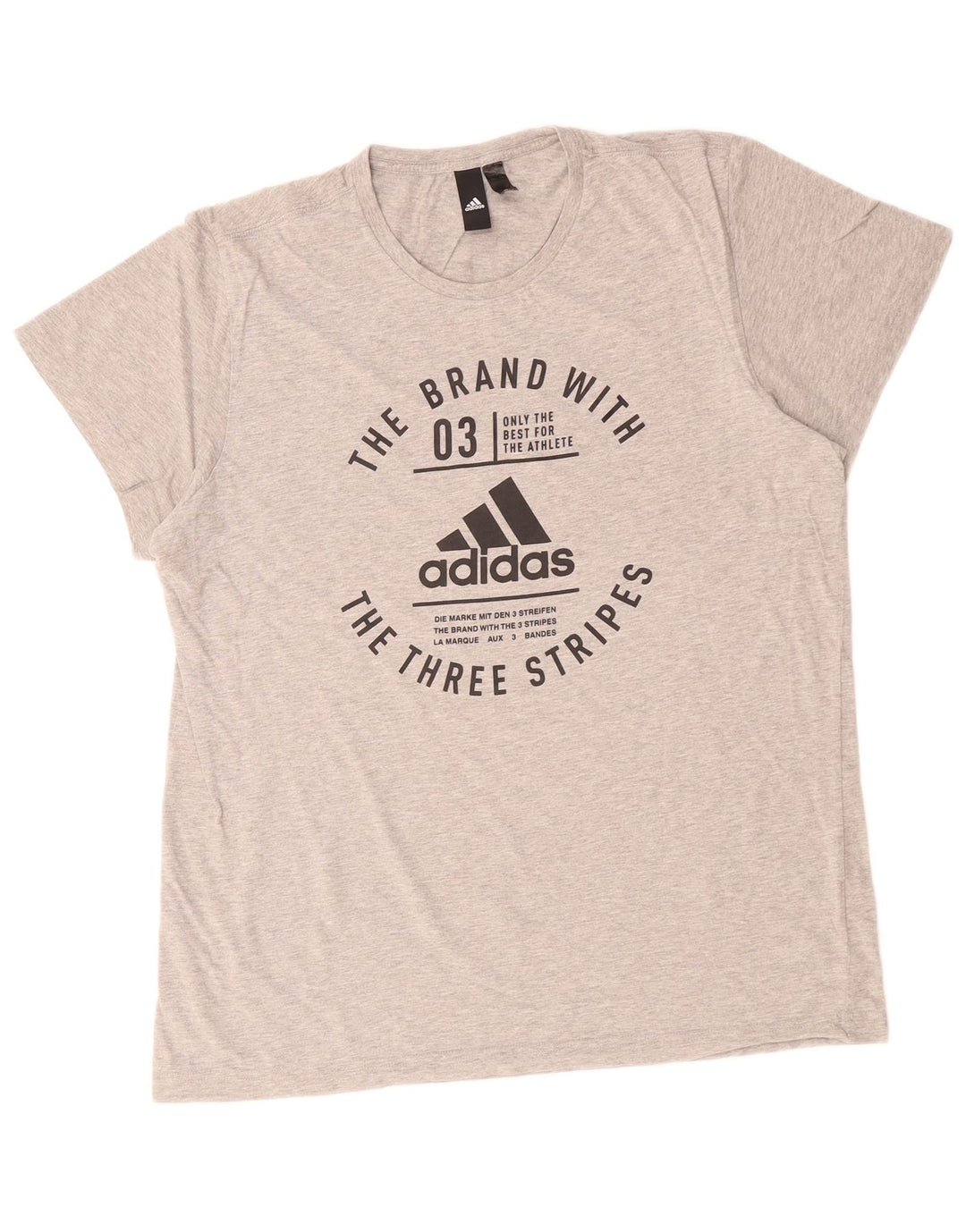 Męska koszulka z grafiką Adidas, średnia, szara bawełna