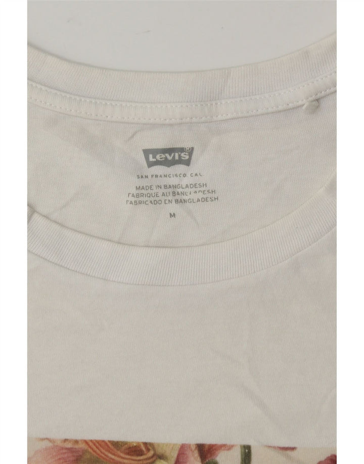 LEVI'S Womens Graphic T-Shirt Top UK 16 Medium White Vintage Levi's and Second-Hand Levi's from Messina Hembry 