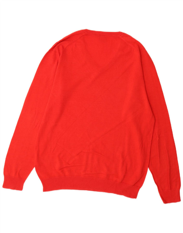 Sweter męski Carhartt z dekoltem w kształcie litery V, duży, czerwony, bawełniany