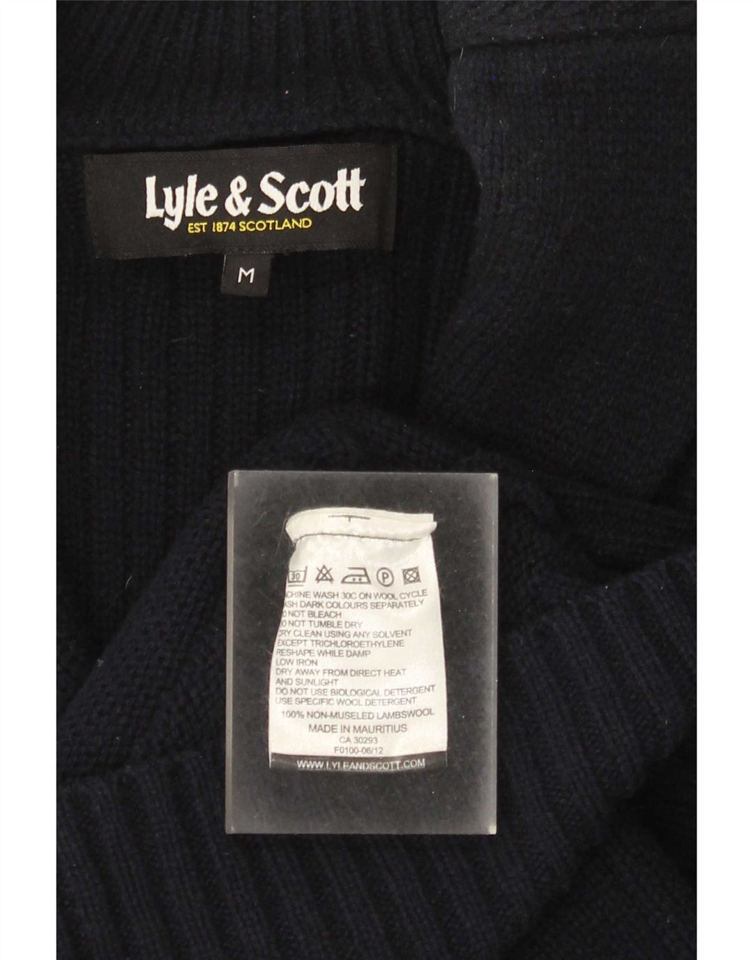 Męski sweter rozpinany Lyle & Scott, średni granatowy, wełna owcza
