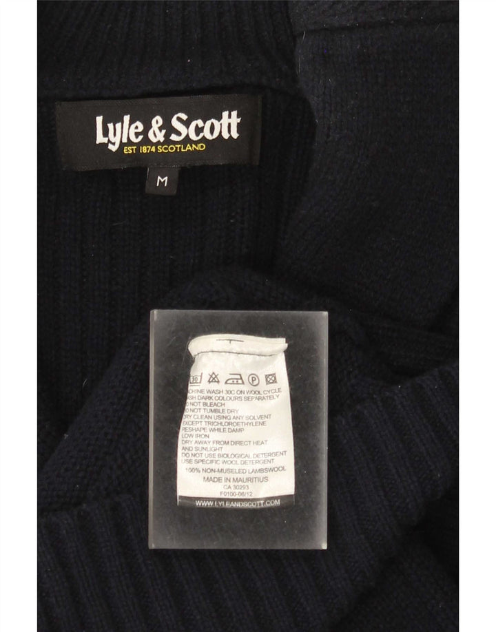 Męski sweter rozpinany Lyle & Scott, średni granatowy, wełna owcza