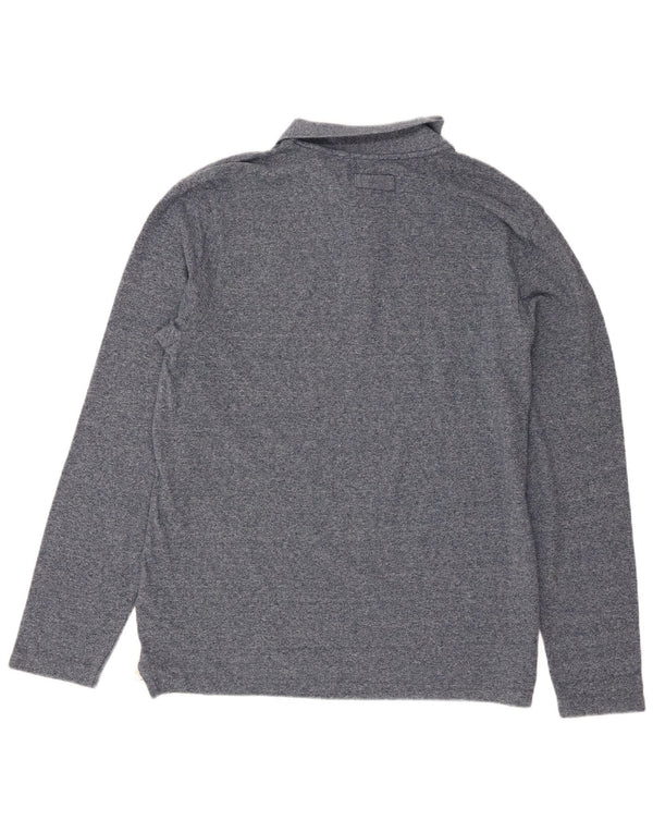 Męska koszulka polo Fat Face z długim rękawem 2XL, granatowa, nakrapiana bawełna