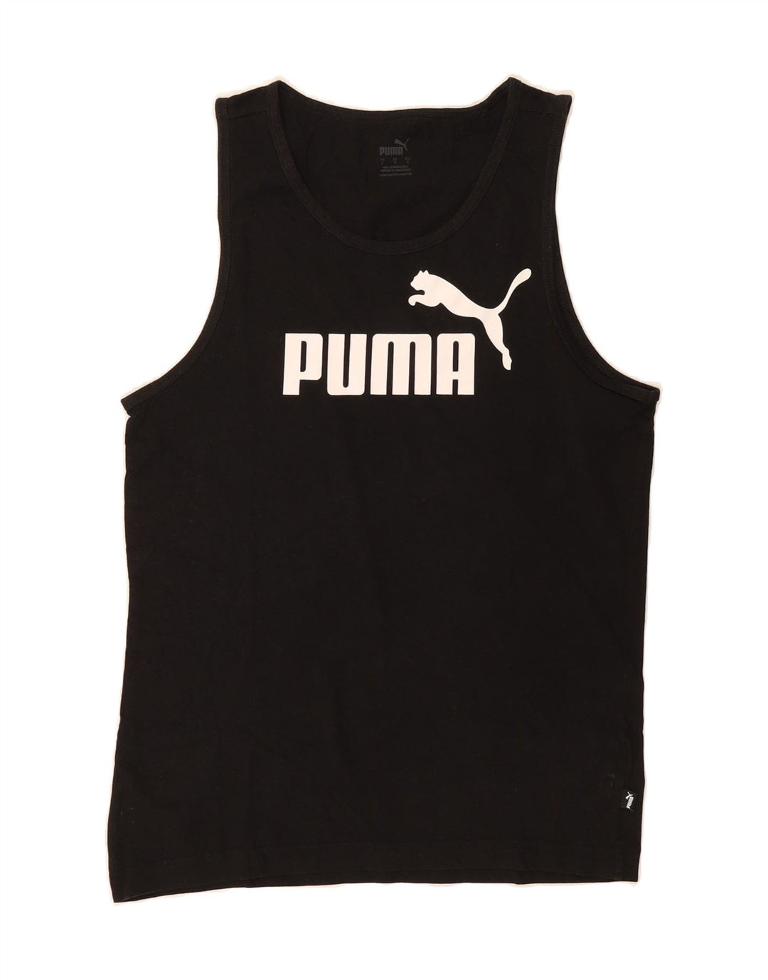 PUMA Mens Graphic Vest Top Small Black Cotton Vintage Puma and Second-Hand Puma from Messina Hembry 