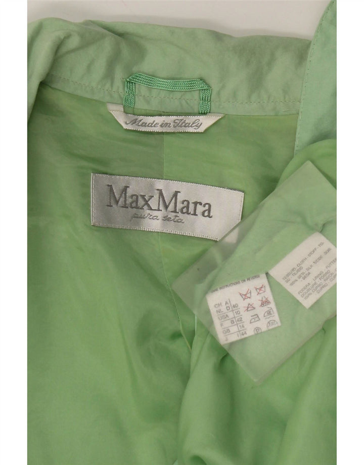 Damska marynarka zapinana na 1 guzik Max Mara UK 14 Średni zielony jedwab