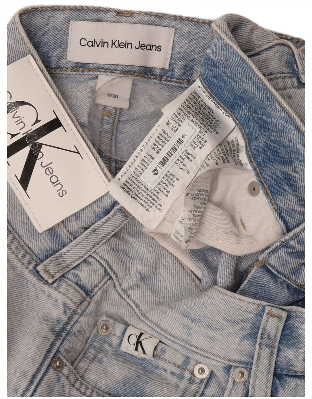 Męskie jeansy Calvin Klein w trudnej sytuacji W30 L33, niebieska bawełna