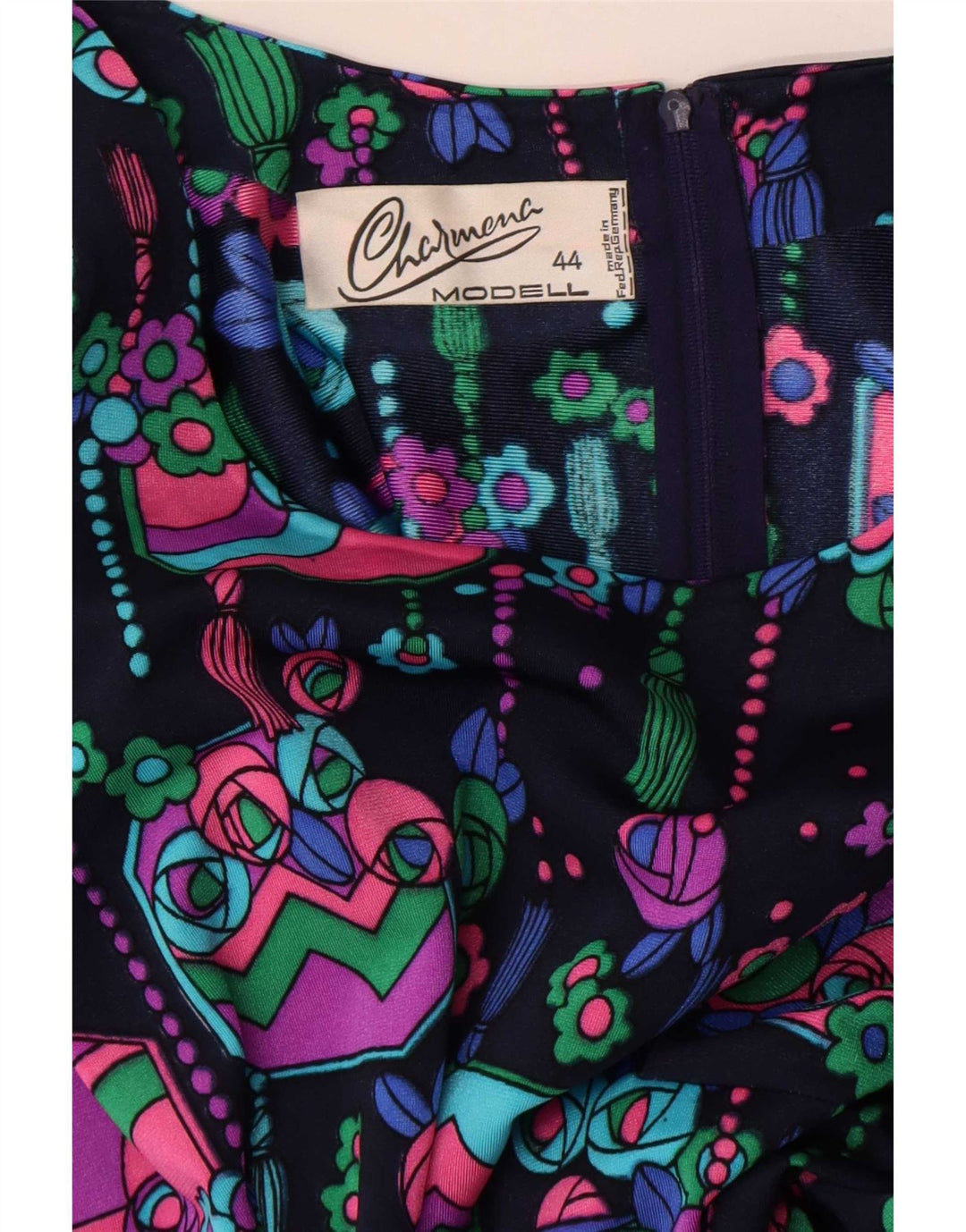 Vintage damska sukienka Maxi o linii A IT 44 Średnia, wielobarwna, w kwiaty, retro