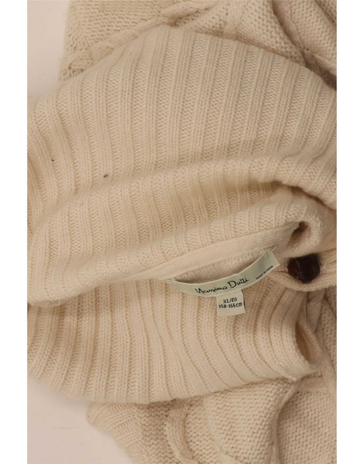 Damski sweter ponczo Massimo Dutti z wywijanym dekoltem, UK 18 XL, biały