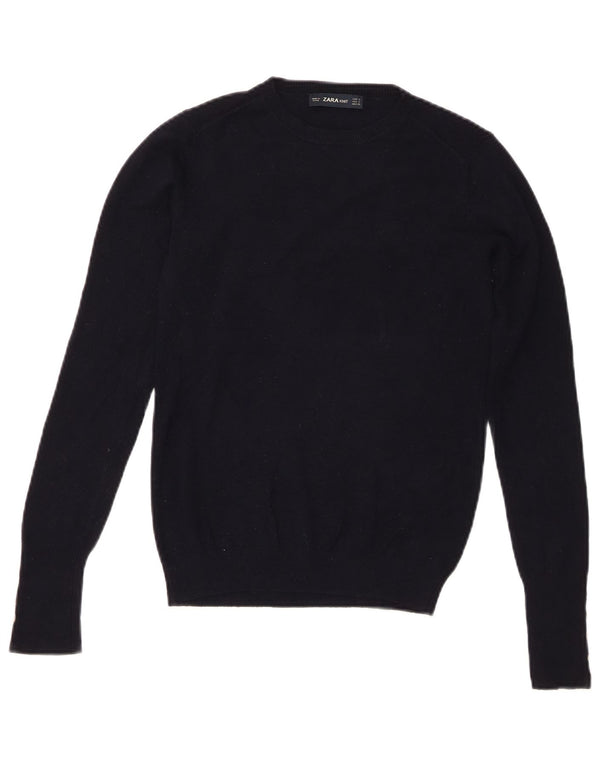 Sweter damski Zara z okrągłym dekoltem UK 10 Small, granatowy, wiskozowy