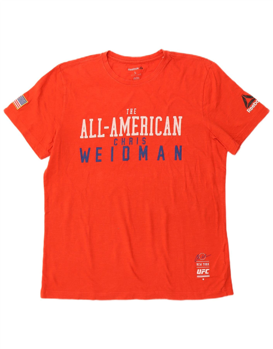 Męski T-shirt z grafiką REEBOK, duży, pomarańczowy, bawełniany