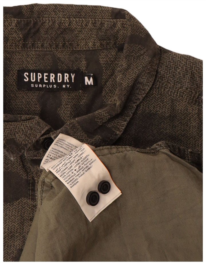 Męska koszula wojskowa Superdry, bawełniana w kolorze kamuflażu, średni khaki
