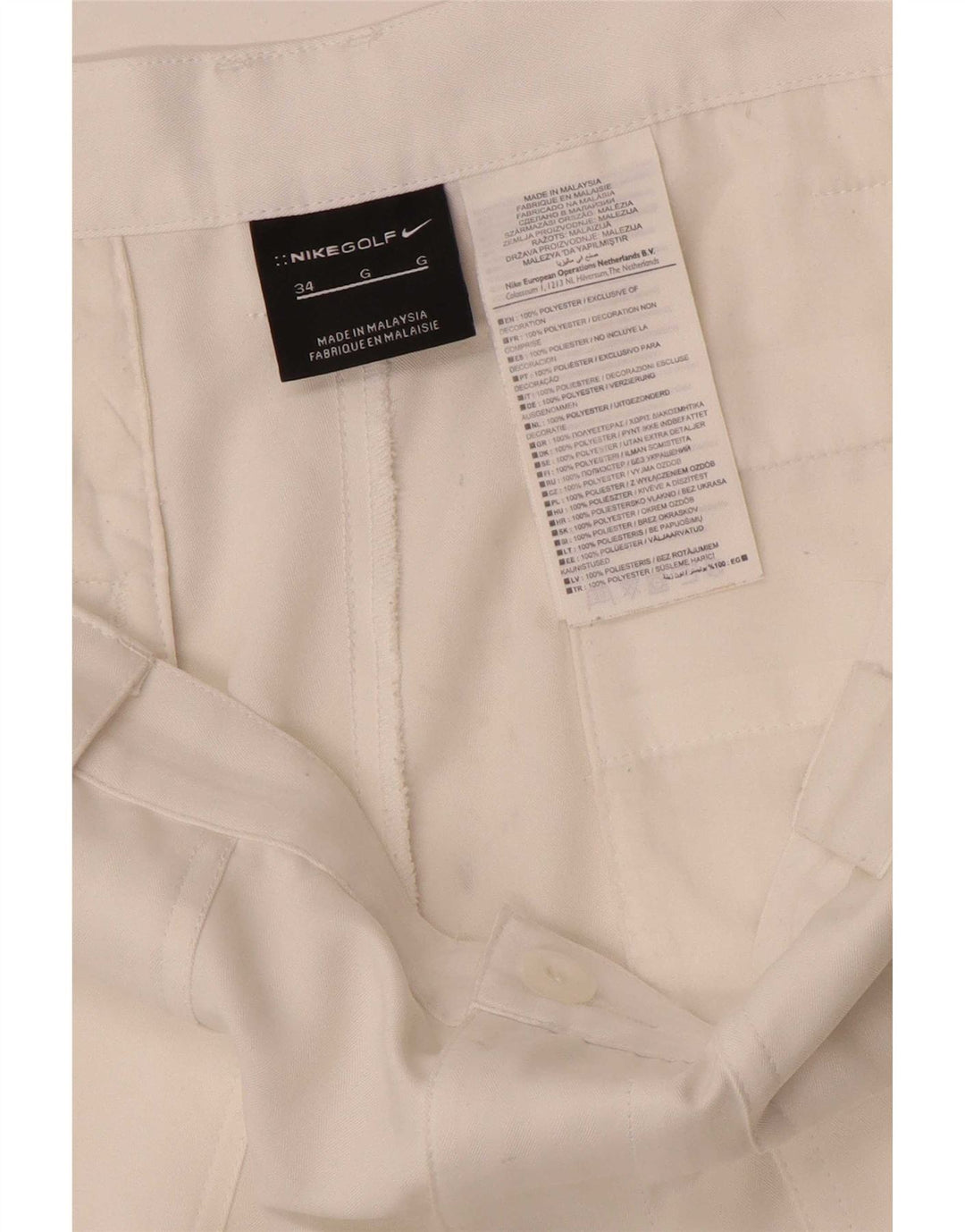 Męskie spodenki chino Nike W34, duże, białe, poliestrowe
