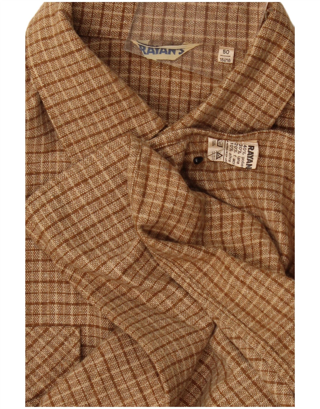 Męska koszula flanelowa w stylu vintage IT 50 15/16 Średni brązowy poliester w kratkę