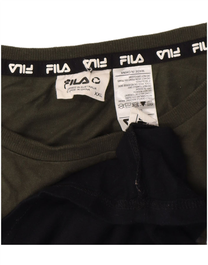 T-shirt męski Fila Top 2XL Czarna bawełna z blokami kolorów