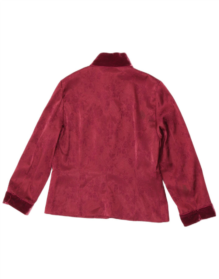 Blunauta Damska marynarka oversize zapinana na 3 guziki IT 38 XS Burgundowo-kwiatowa