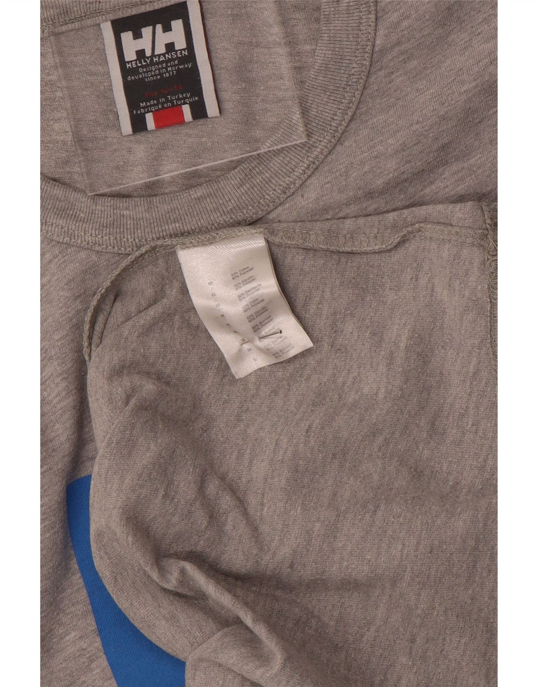 Męska koszulka z grafiką Helly Hansen, góra XL, szara bawełna