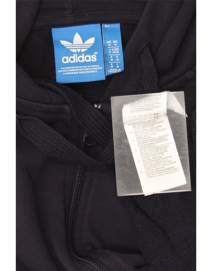 Adidas Męski sweter z kapturem i zamkiem błyskawicznym, średni granatowy, bawełniany