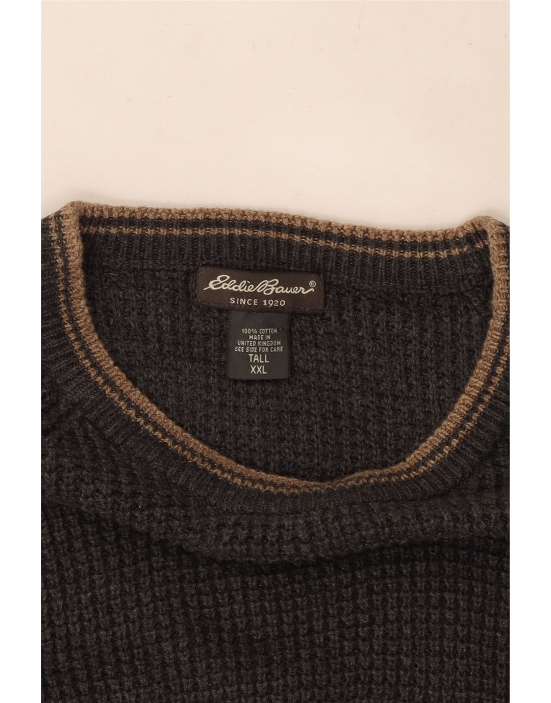 EDDIE BAUER Męski sweter z wysokim dekoltem, 2XL, szary, bawełniany