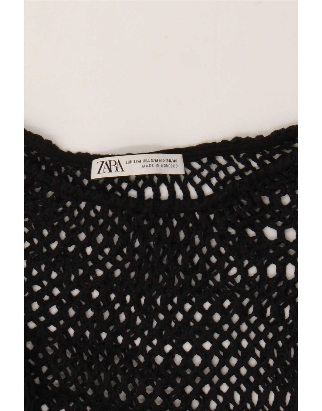 Damski szydełkowy, prześwitujący top Zara UK 10 Small Black