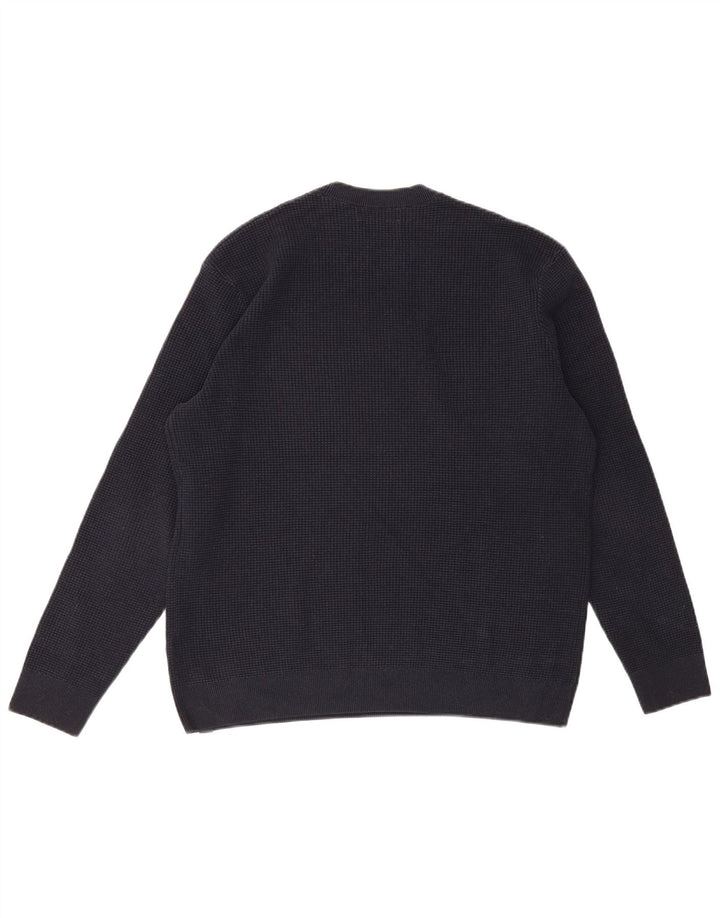 MARKS & SPENCER Męski sweter z okrągłym dekoltem, duży, granatowy, bawełniany