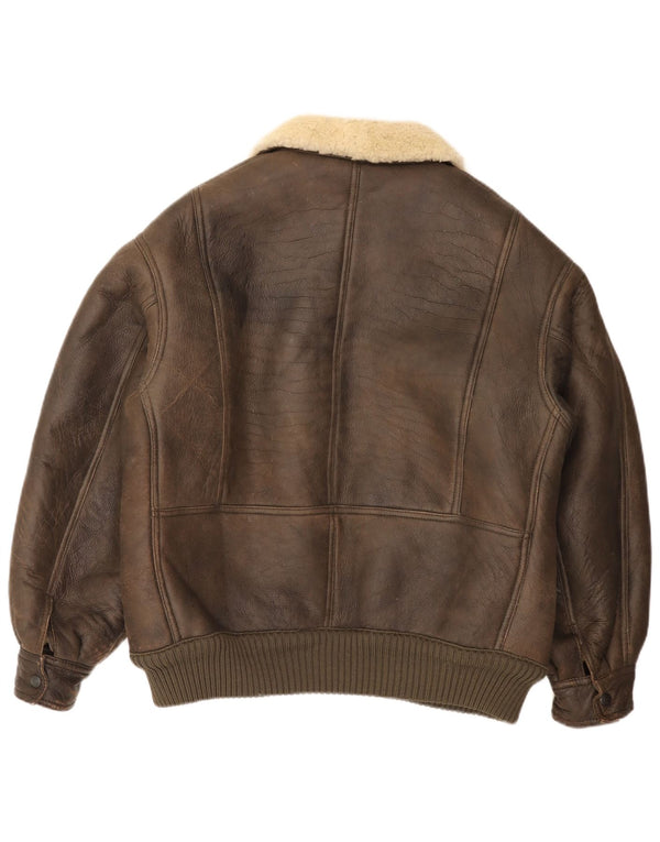 Vintage męska kurtka Bomber Shearling UK 36 Small Brown
