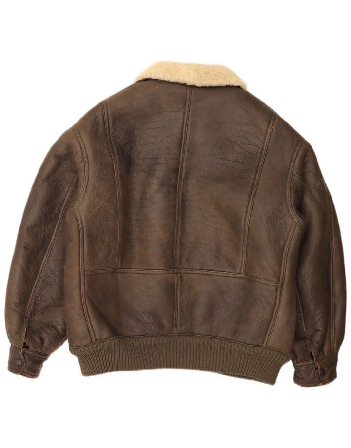 Vintage męska kurtka Bomber Shearling UK 36 Small Brown