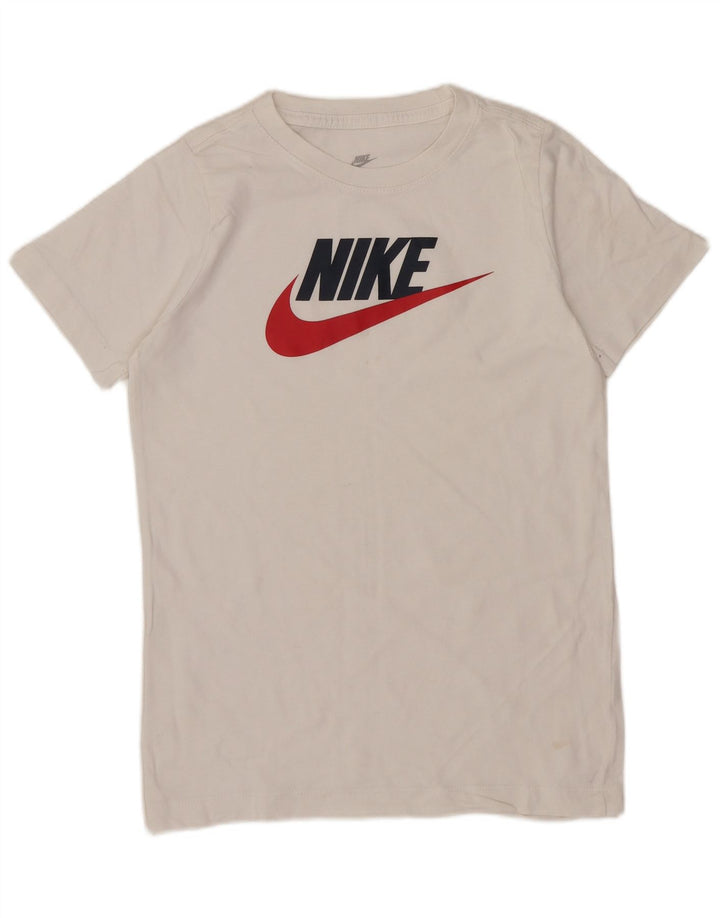Chłopięcy T-shirt z grafiką Nike na 10-11 lat, średni biały